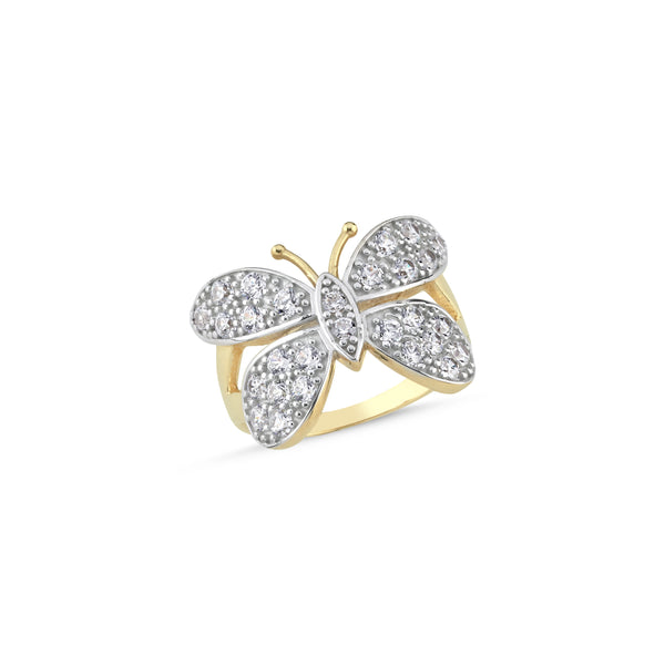 RN413: 9ct Yellow Gold Ladies Cubic Zirconia Butterfly Ring