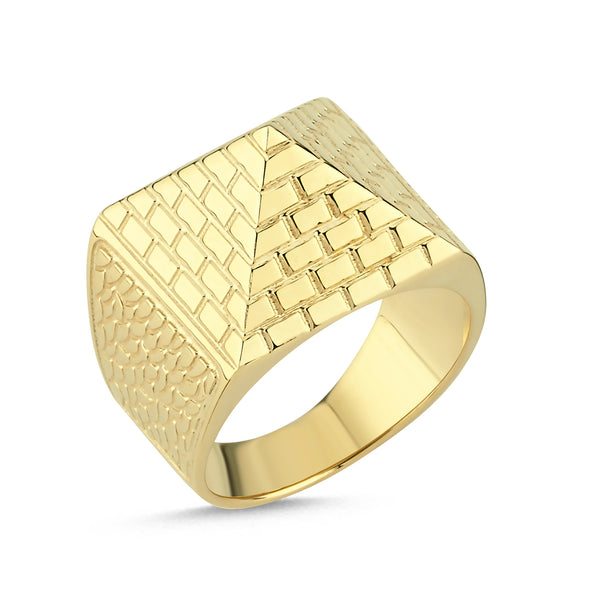 RN71Y: GENTS 9CT YELLOW GOLD PLAIN PYRAMID RING