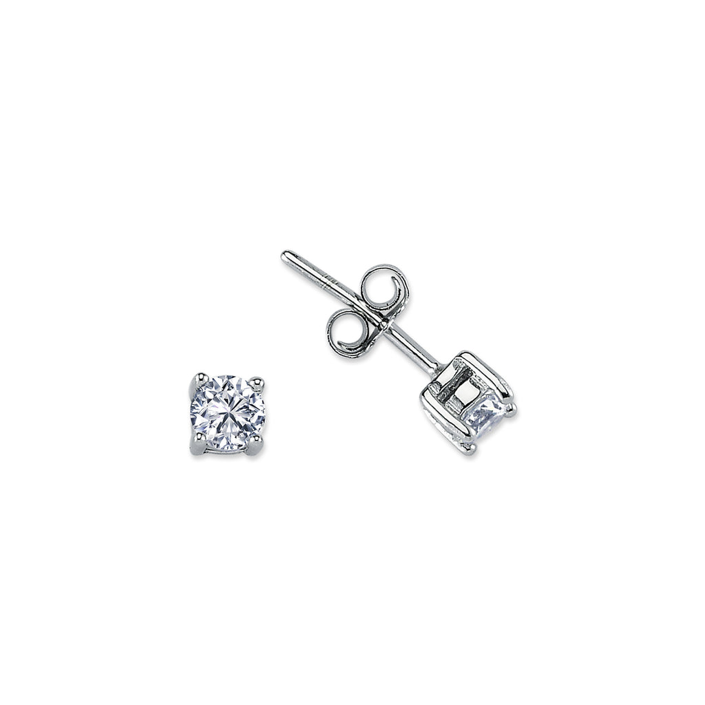 RS04: SILVER ROUND 4 CLAW CZ STUDS 4MM