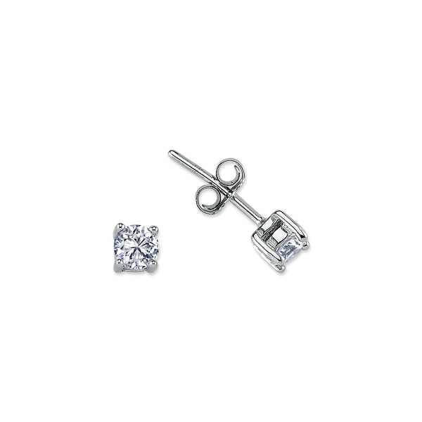 RS04: SILVER ROUND 4 CLAW CZ STUDS 4MM