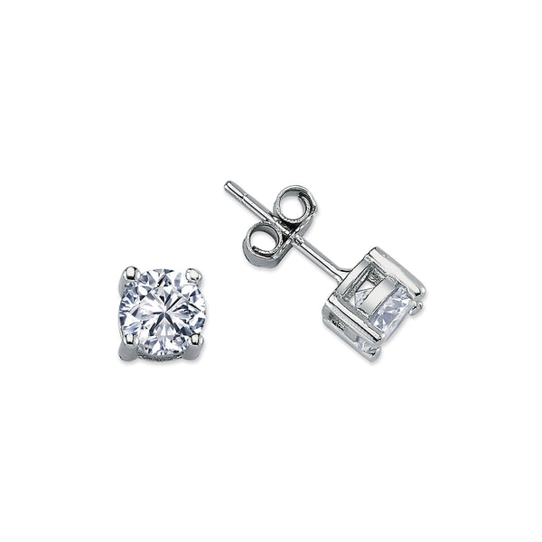RS06: SILVER ROUND 4 CLAW CZ STUDS 6MM