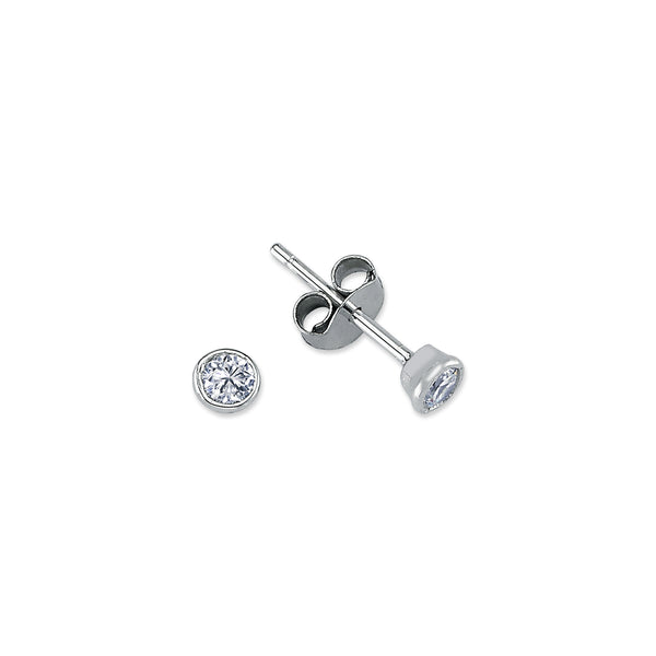 RUBS04: SILVER ROUND RUBOVER CZ STUDS 4MM