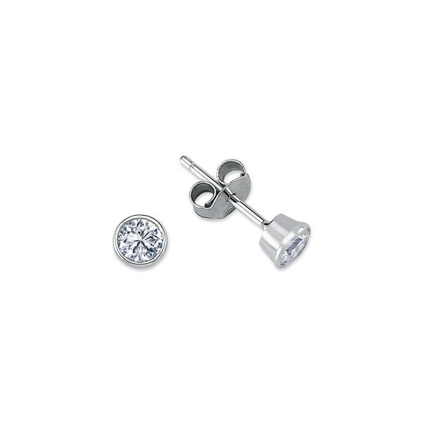 RUBS05: SILVER ROUND RUBOVER CZ STUDS 5MM