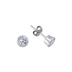 RUBS06: SILVER ROUND RUBOVER CZ STUDS 6MM