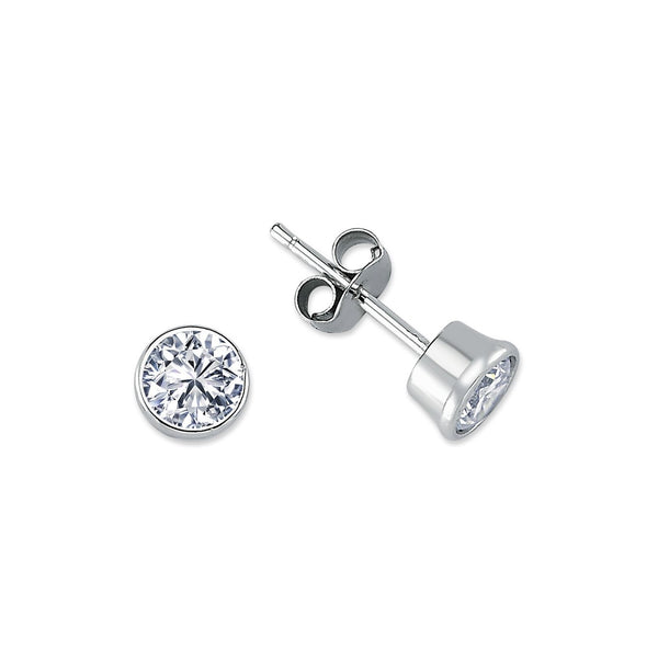 RUBS07: SILVER ROUND RUBOVER CZ STUDS 7MM