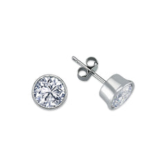 RUBS08: SILVER ROUND RUBOVER CZ STUDS 8MM
