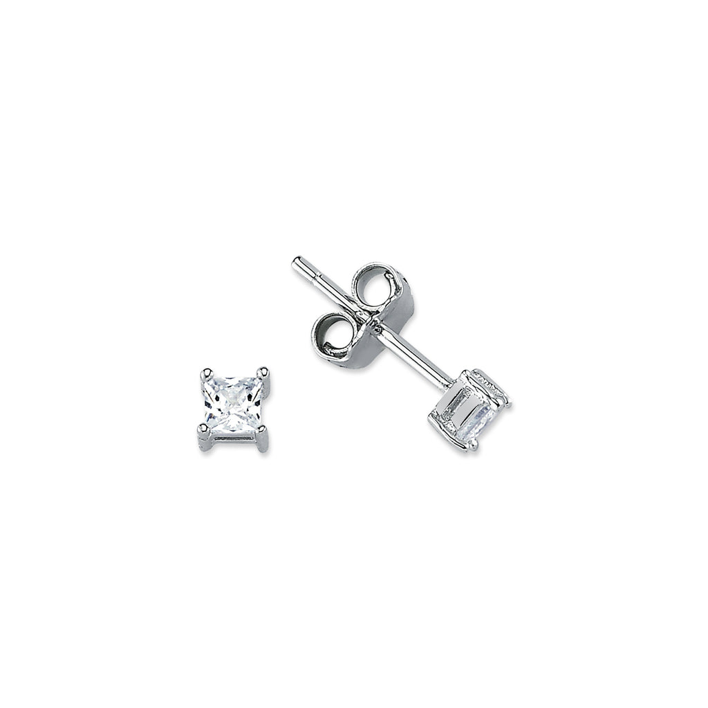 SS03: SILVER SQUARE 4 CLAW CZ STUDS 3MM
