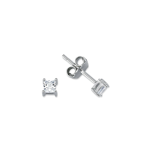 SS03: SILVER SQUARE 4 CLAW CZ STUDS 3MM