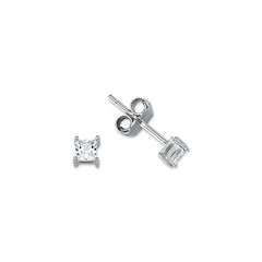 SS03: SILVER SQUARE 4 CLAW CZ STUDS 3MM