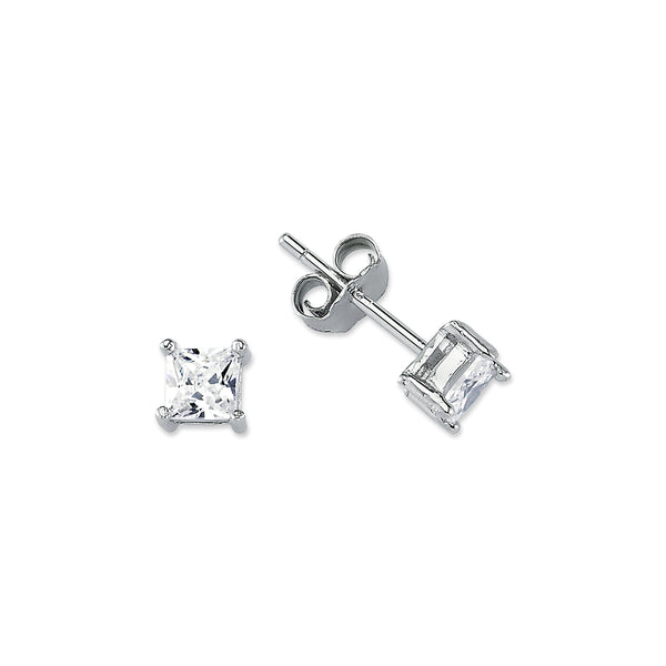 SS04: SILVER SQUARE 4 CLAW CZ STUDS 4MM