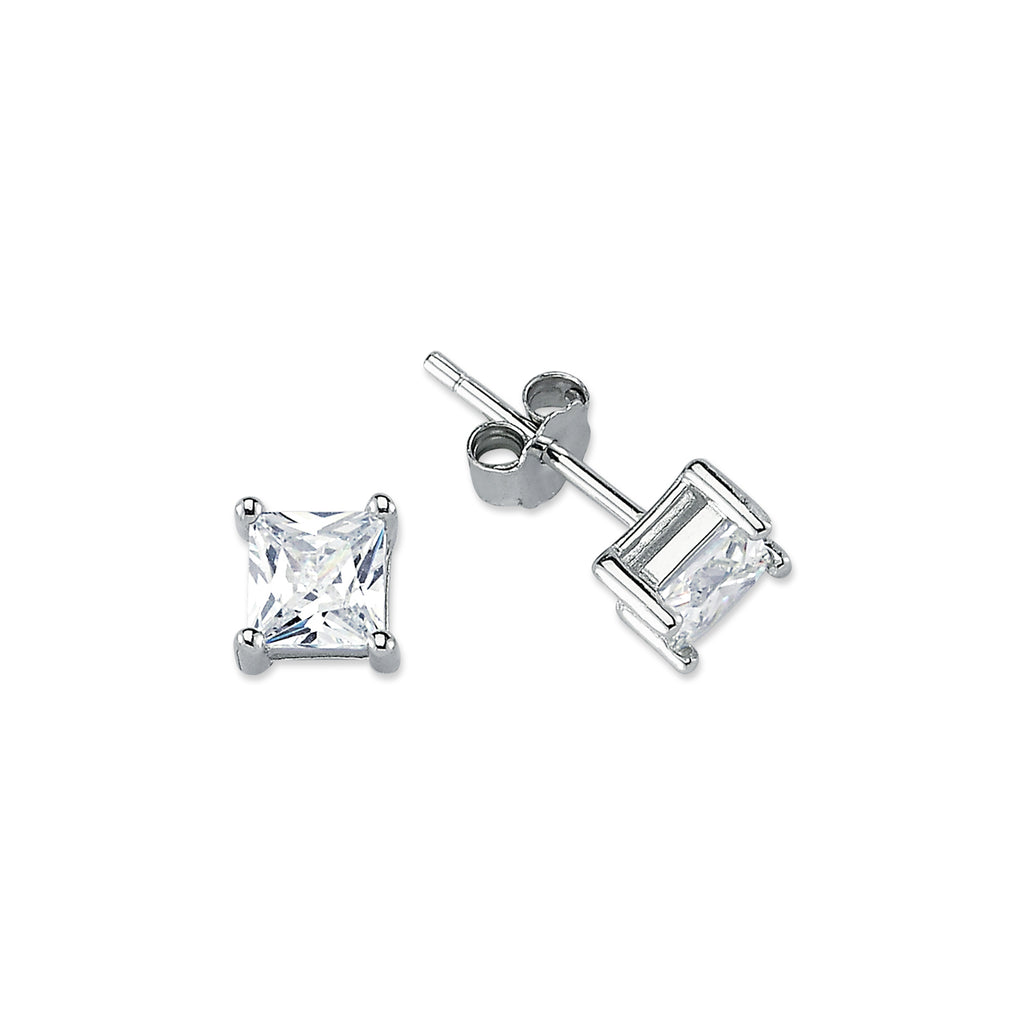 SS05: SILVER SQUARE 4 CLAW CZ STUDS 5MM