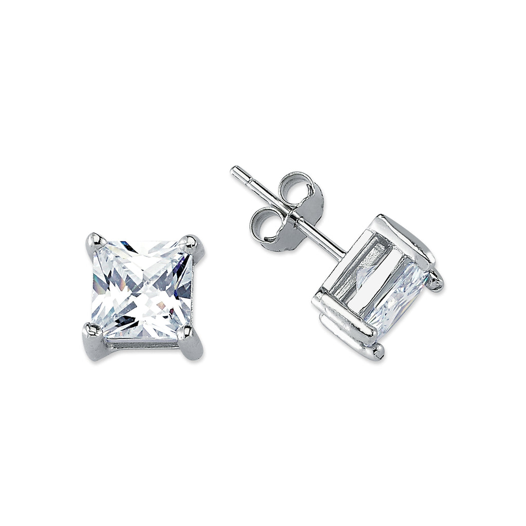 SS07: SILVER SQUARE 4 CLAW CZ STUDS 7MM