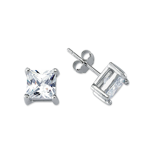 SS07: SILVER SQUARE 4 CLAW CZ STUDS 7MM
