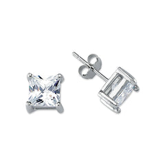 SS07: SILVER SQUARE 4 CLAW CZ STUDS 7MM
