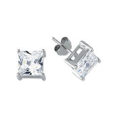 SS08: SILVER SQUARE 4 CLAW CZ STUDS 8MM
