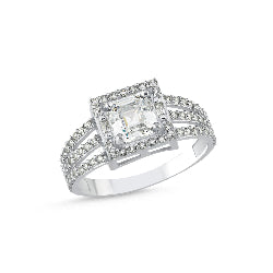 RN276W - 9CT WHITE GOLD CUBIC ZIRCONIA LADIES RING